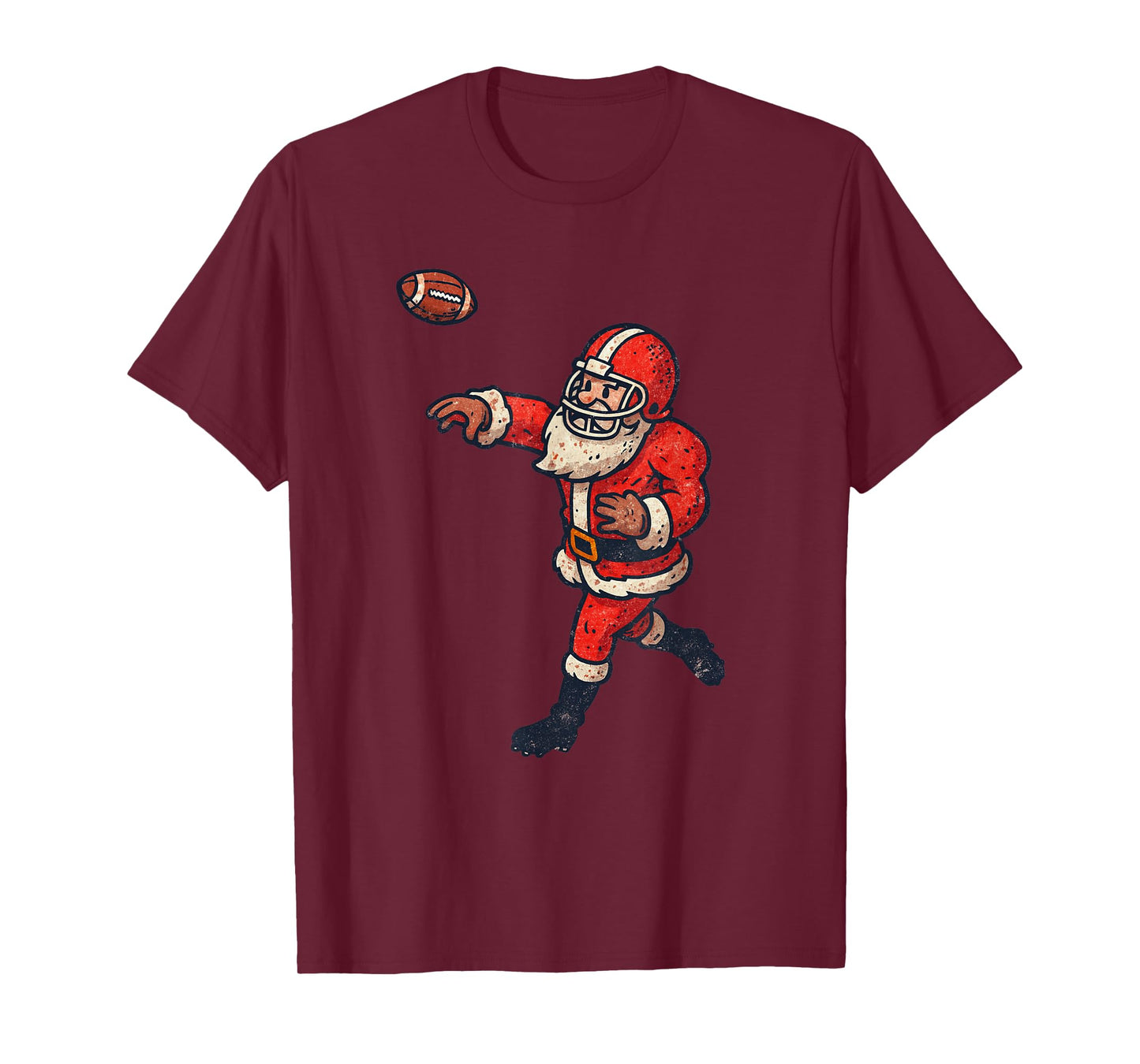 Santa Claus Playing American Football Xmas Holiday Christmas T-Shirt