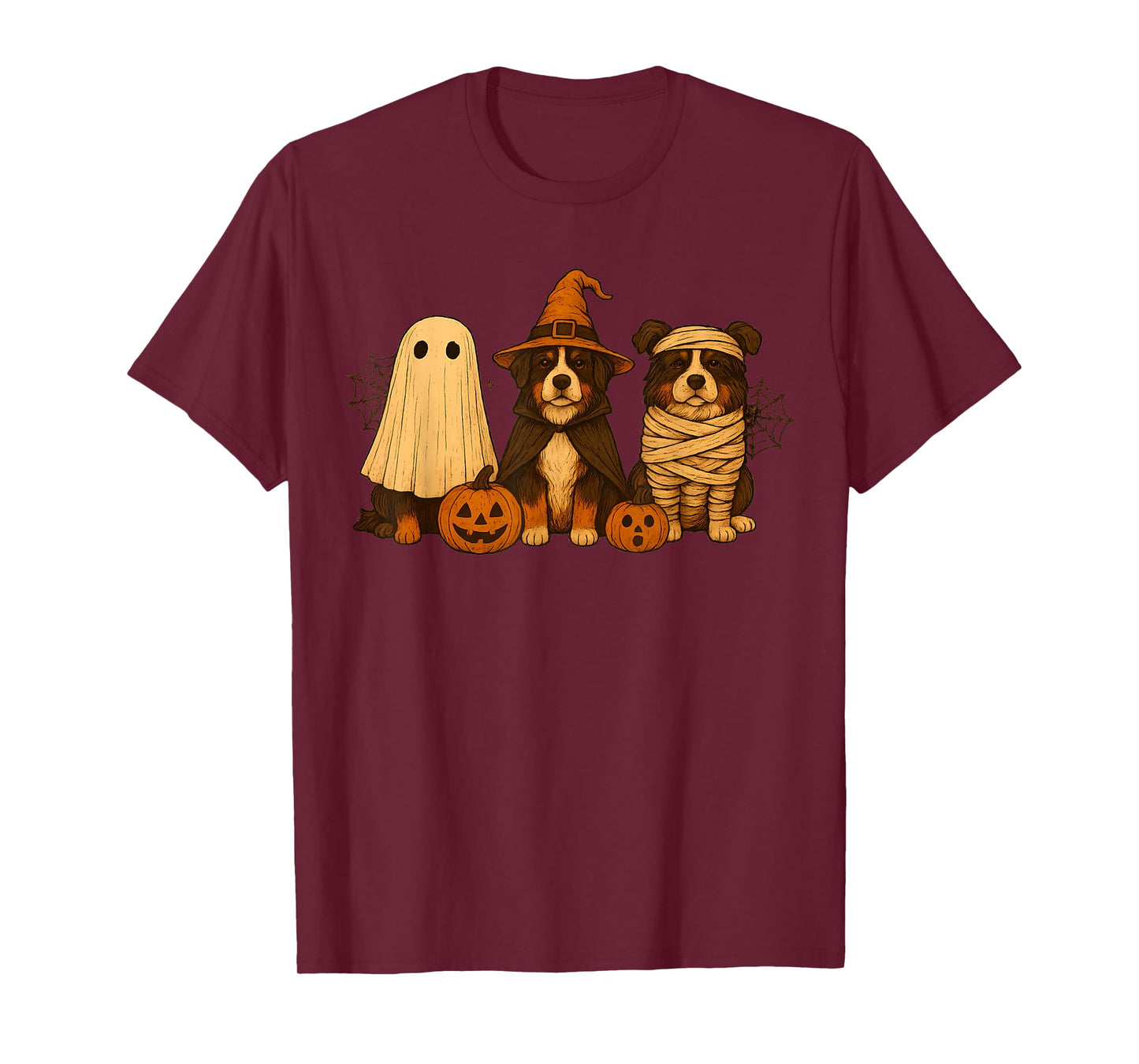 Retro Bernese Mountain Witch Scary Halloween Pumpkin T-Shirt