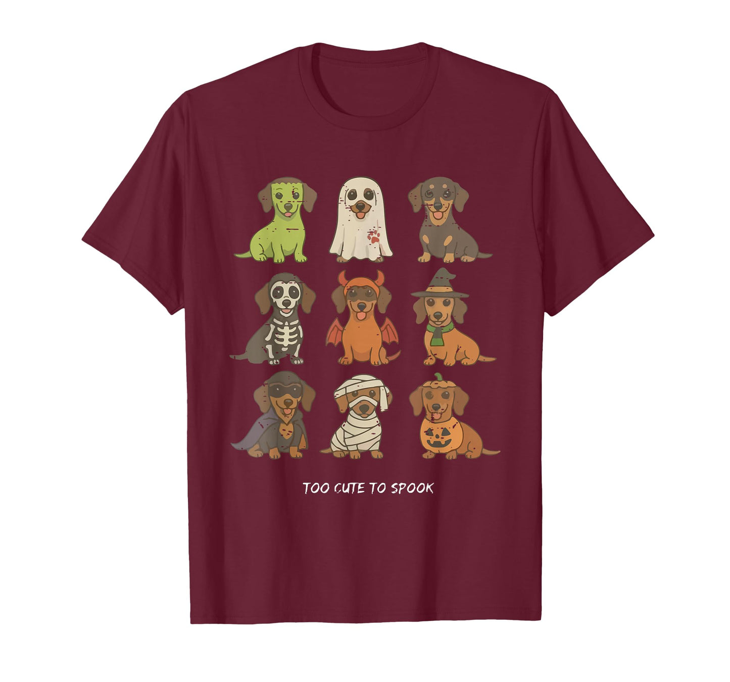 Funny Witch Pumpkin Mummy Ghost Dachshund Halloween Cute Dog T-Shirt