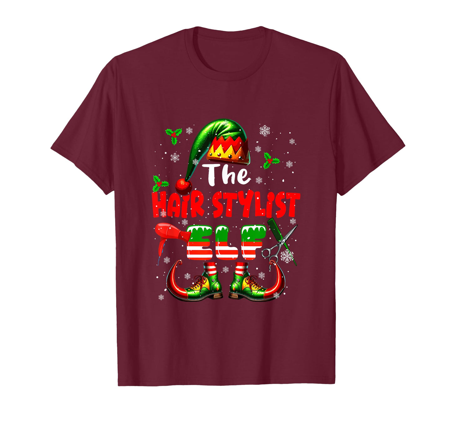 The Hair Stylist Elf Christmas Job Team Matching Parties T-Shirt