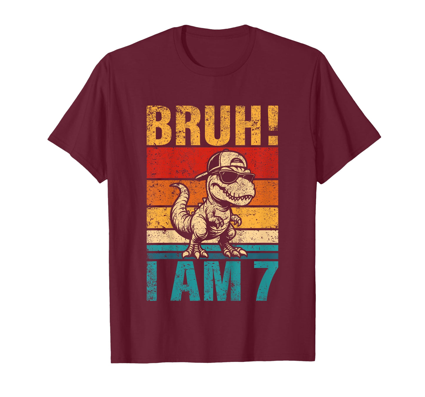 Kids 7 Year Old Birthday Boy Dinosaur Bruh It's My 7th Birthday T-Shirt