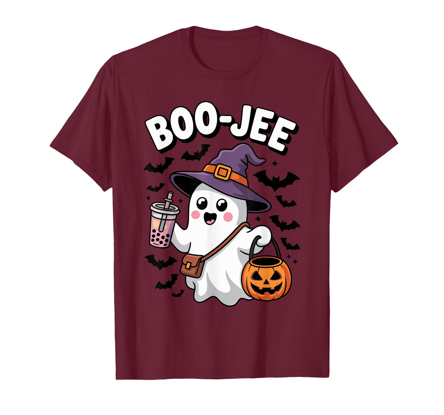 Cute Boo-JEE Ghost Witch Hat Bubble Tea Halloween Costume T-Shirt