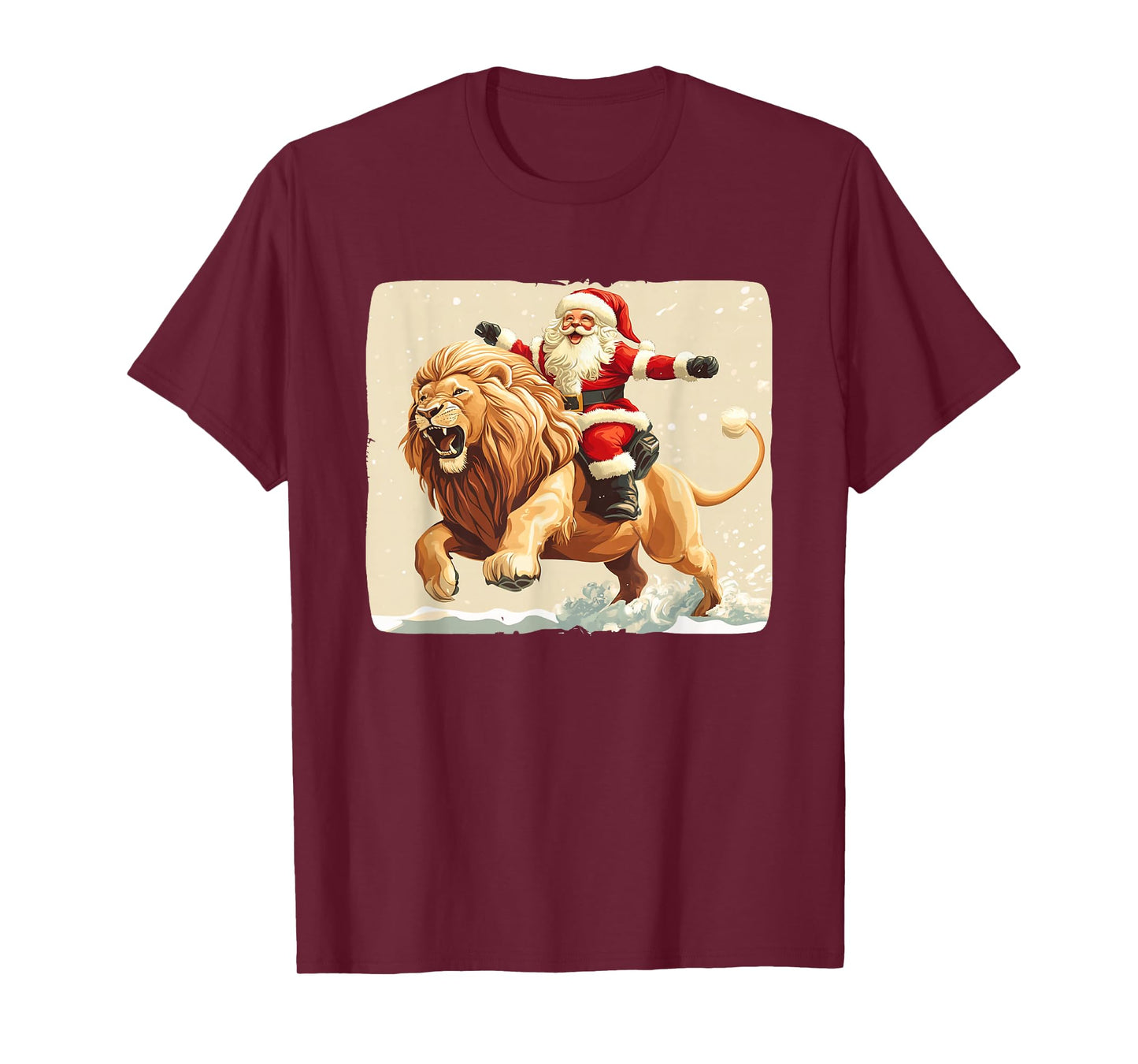 Holiday Cheer with Santa Claus on a Lion Costume T-Shirt