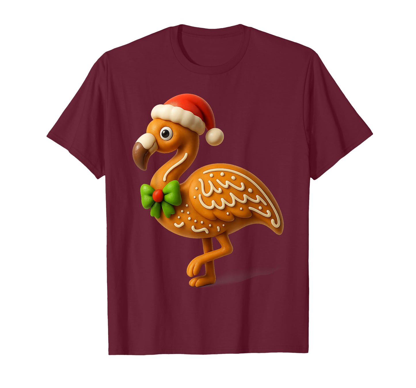 Funny Gingerbread Man Flamingo Christmas Womens Mens Gifts T-Shirt