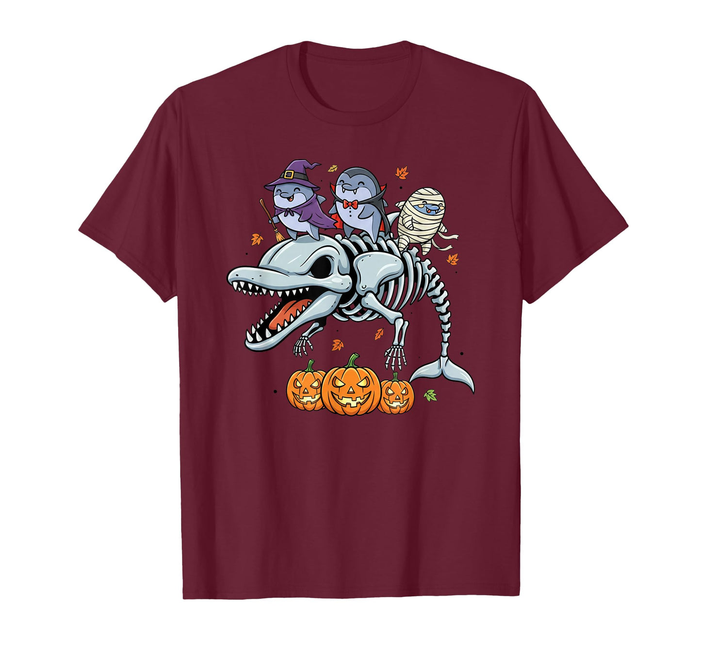 Dolphin Skeleton Mummy Witch Halloween Kids Mens Womens T-Shirt