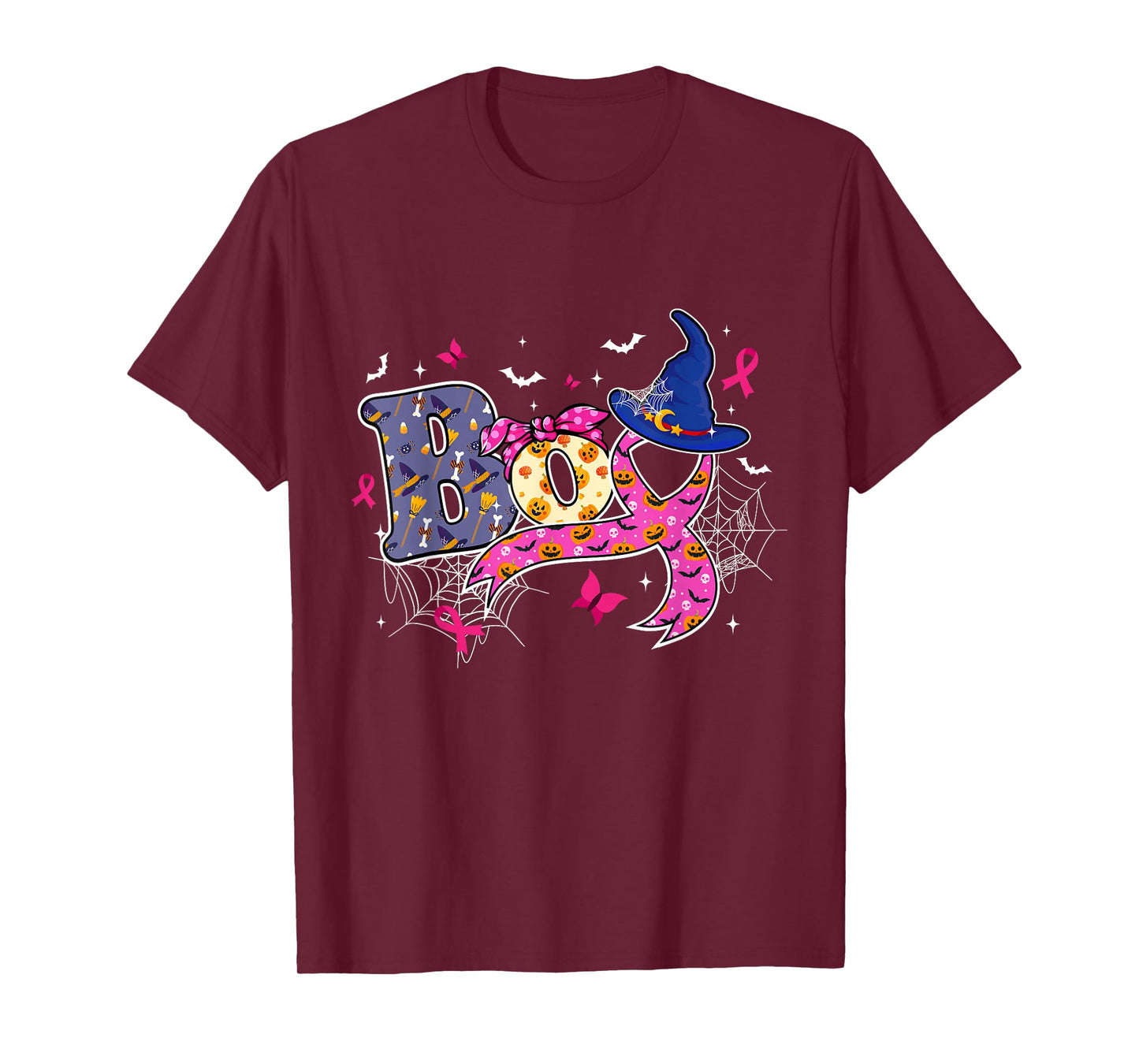 Cute Boo Halloween Pink Ribbon Breast Cancer Awareness Month T-Shirt