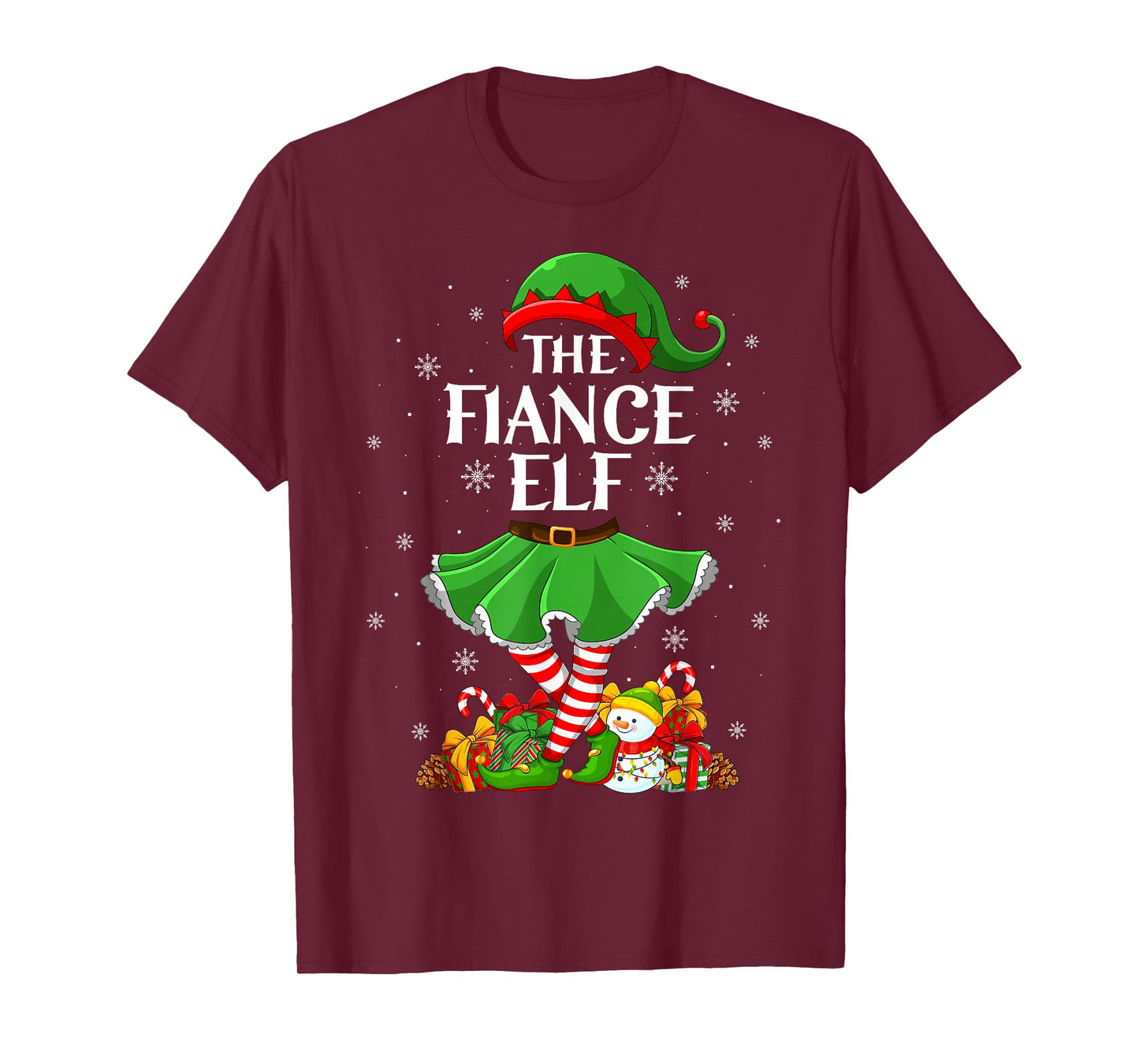 Fiance Elf Christmas Family Elf Squad Xmas Girls Women T-Shirt