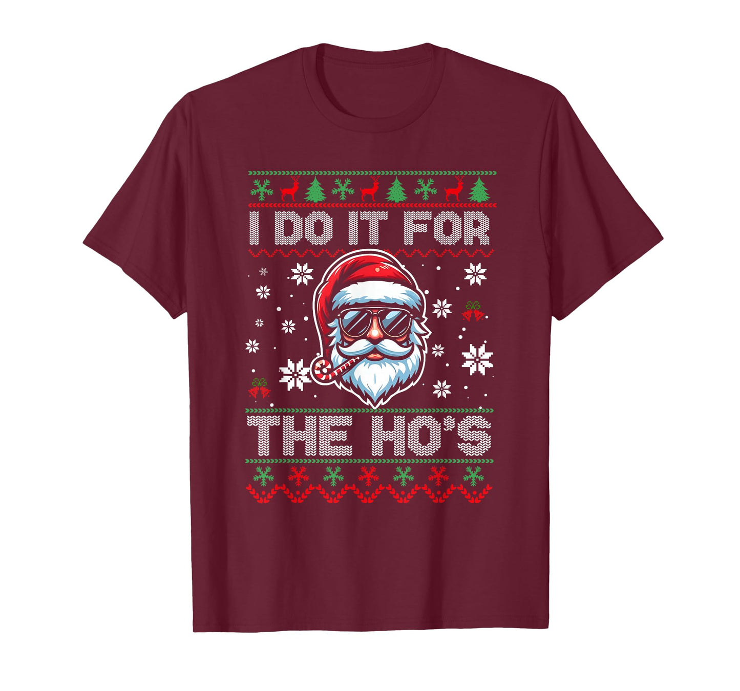 I Do It for The Ho's Funny Inappropriate Christmas Men Santa T-Shirt