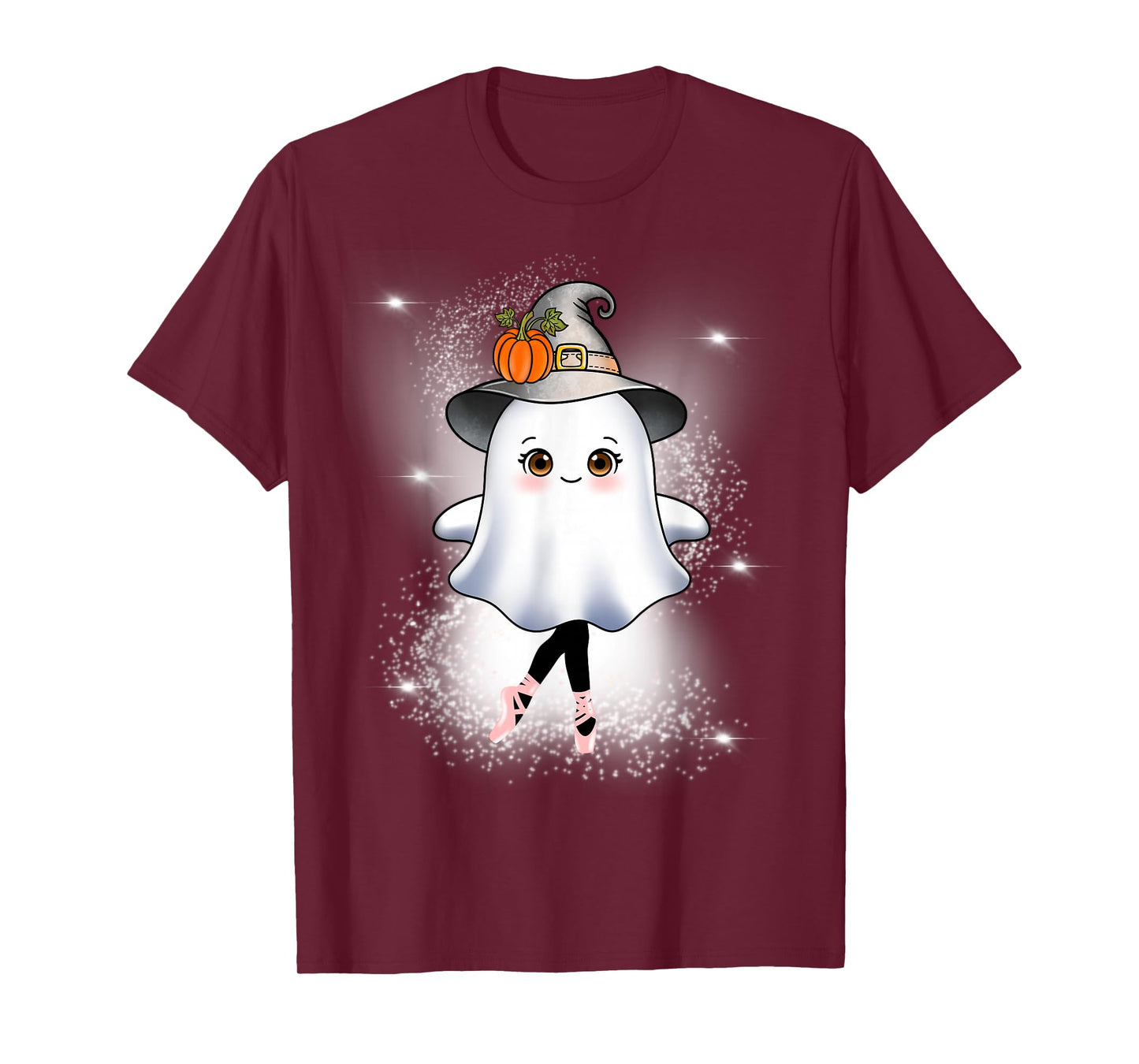 Halloween Ballet Pumpkin Witch Hat Cute Ghost Ballerina T-Shirt