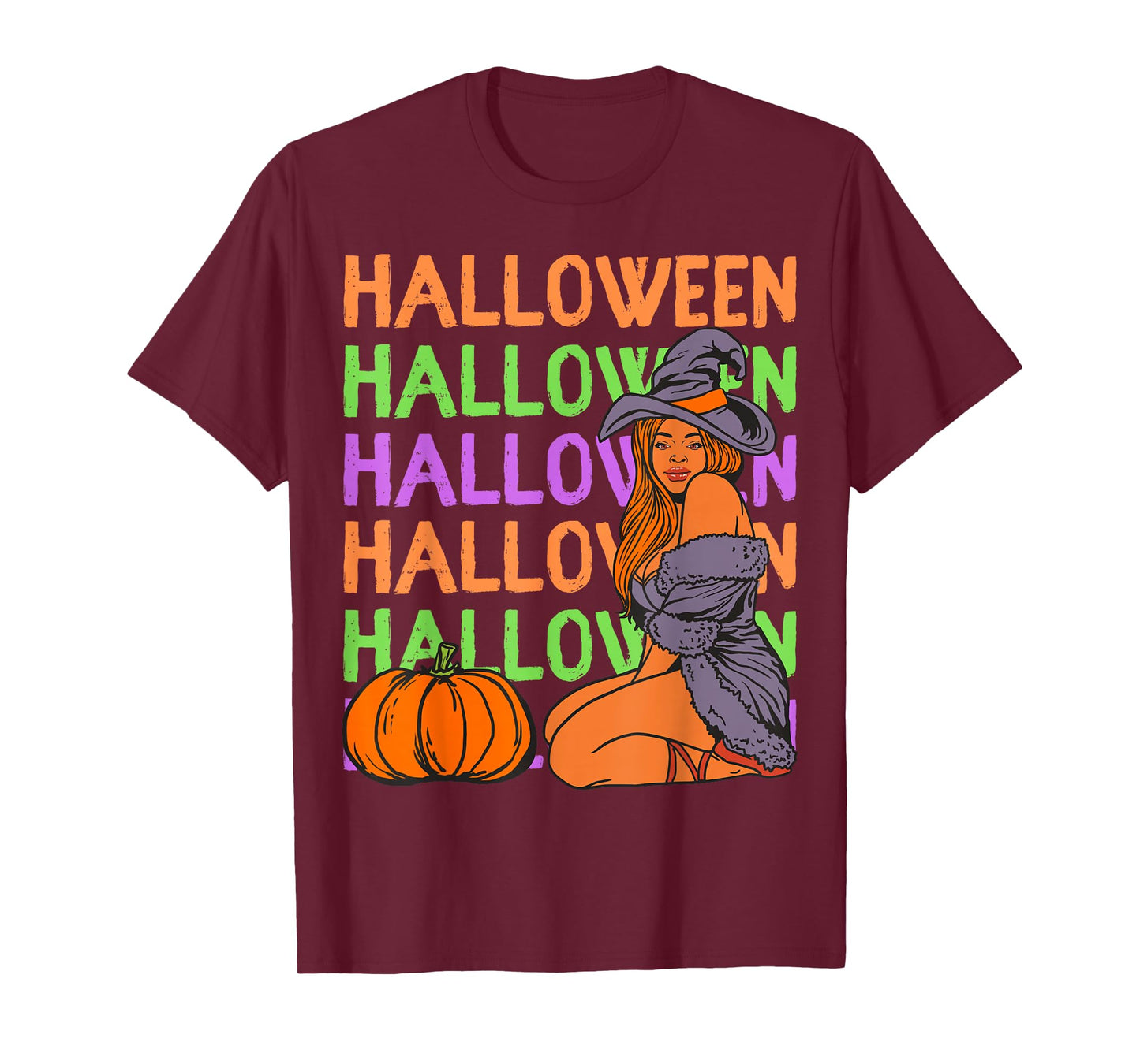 Funny Melanin Halloween Black Girl Magic Scary Blood Pumpkin T-Shirt