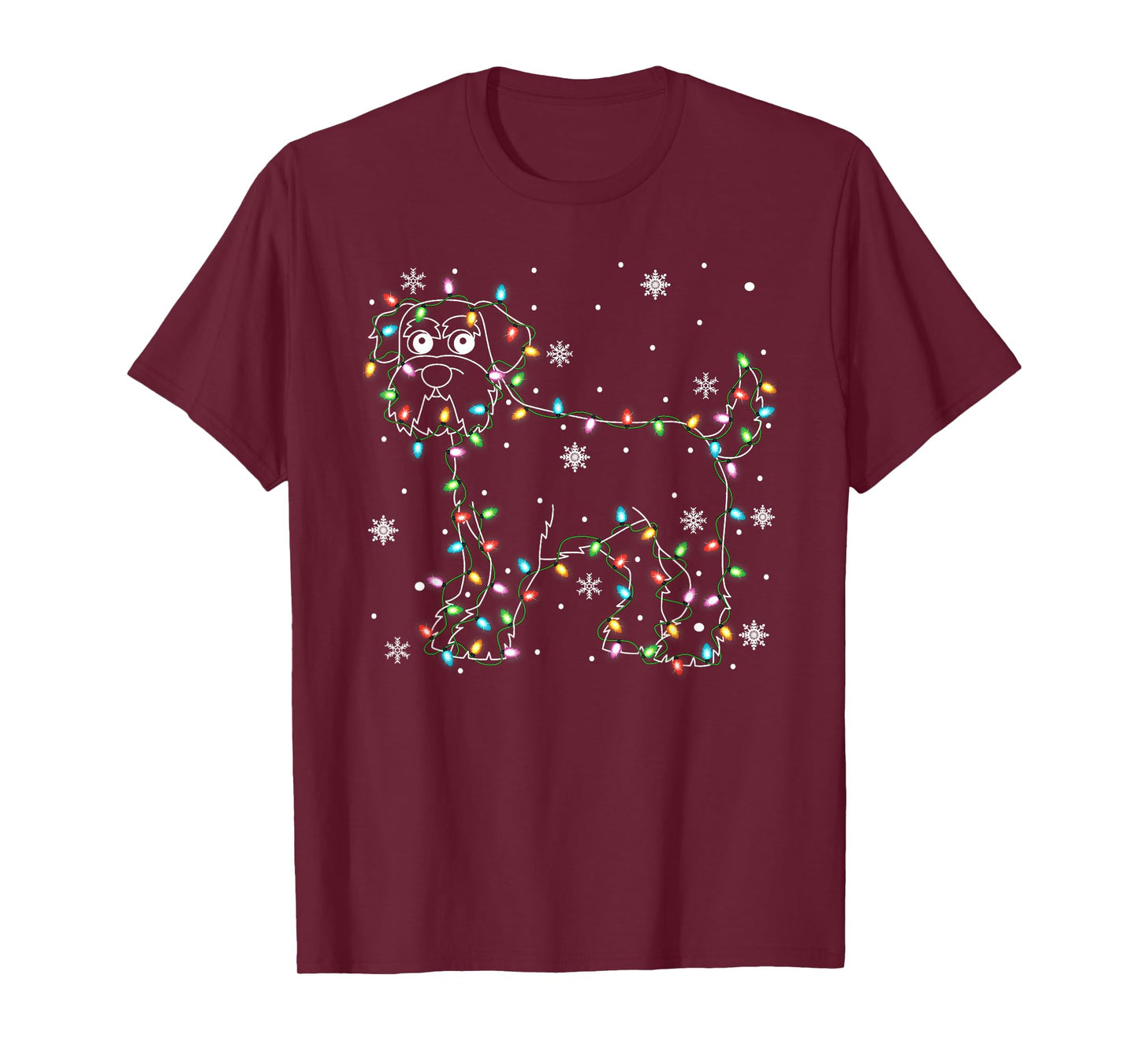 Schnauzer Dog Christmas Lights Sweater Pet Animal Dog Xmas T-Shirt