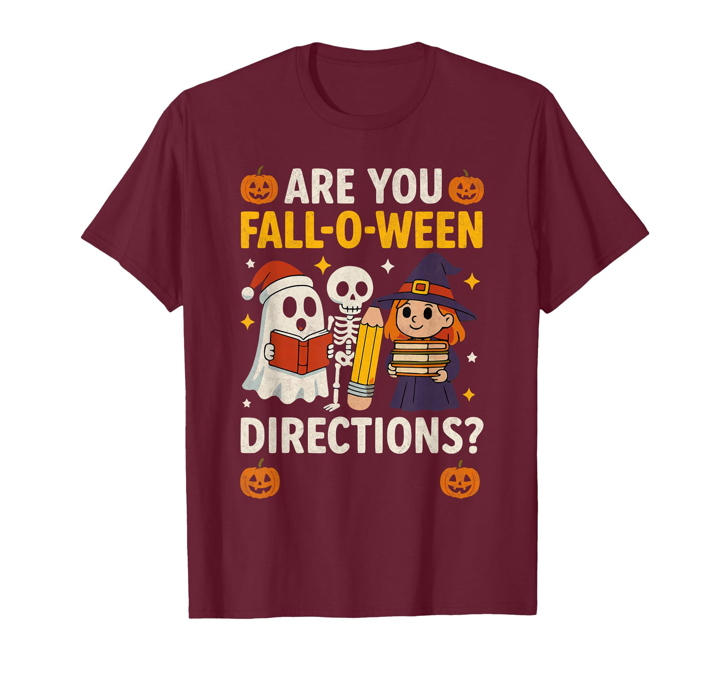 Retro are You Fall O Ween Directions Teacher Halloween Ghost T-Shirt