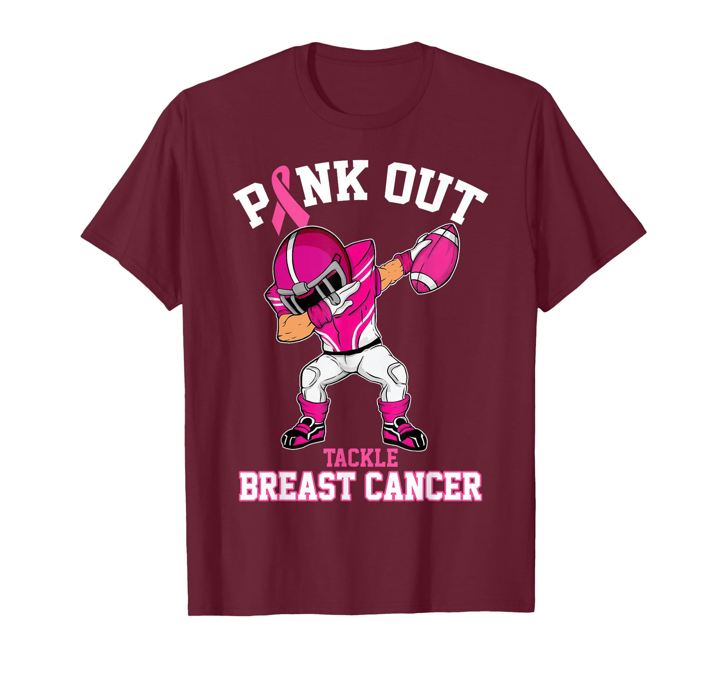 Pink Out Tackle Breast Cancer Awareness Dabbing Football T-Shirt