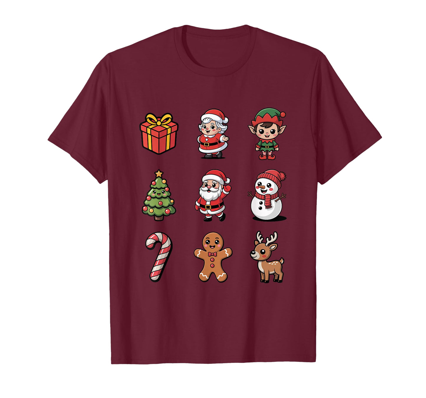 Cute Santa Claus Reindeer Tree Candy Cane T-Shirt