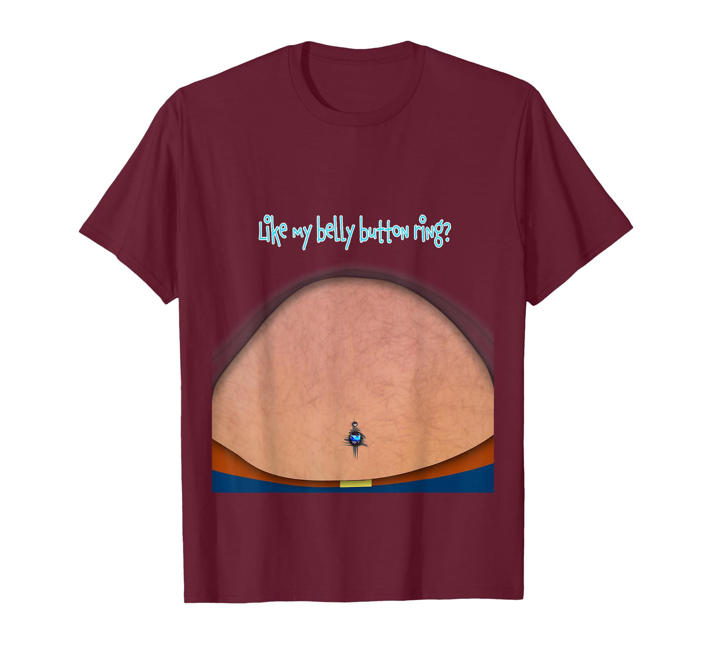Fake Fat Hairy Belly Dad Bod with Bellybutton Ring T-Shirt