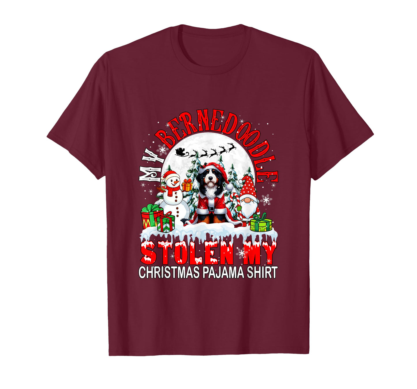 My Bernedoodle Stolen My Christmas Pajama Shirt Santa Dog T-Shirt