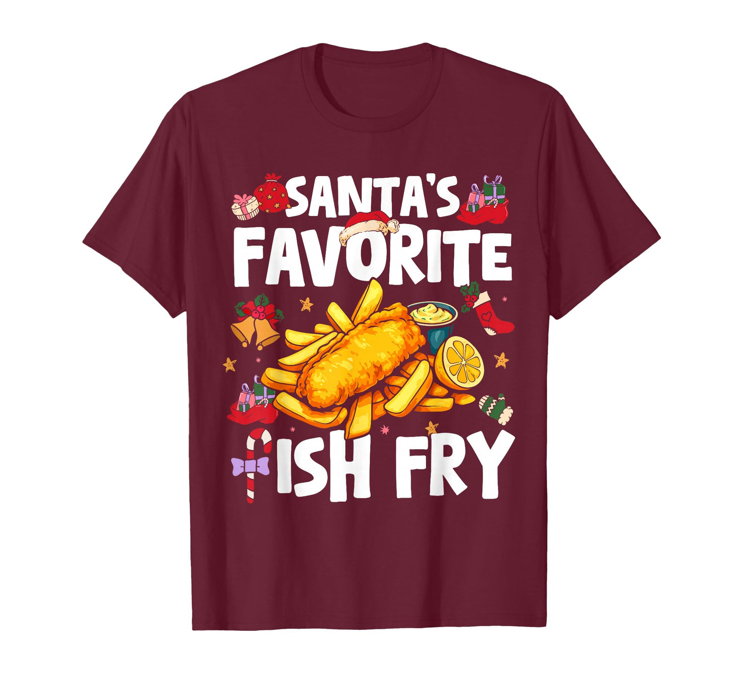 Santas Favorite Fish Fry Fried Fish Xmas Christmas T-Shirt
