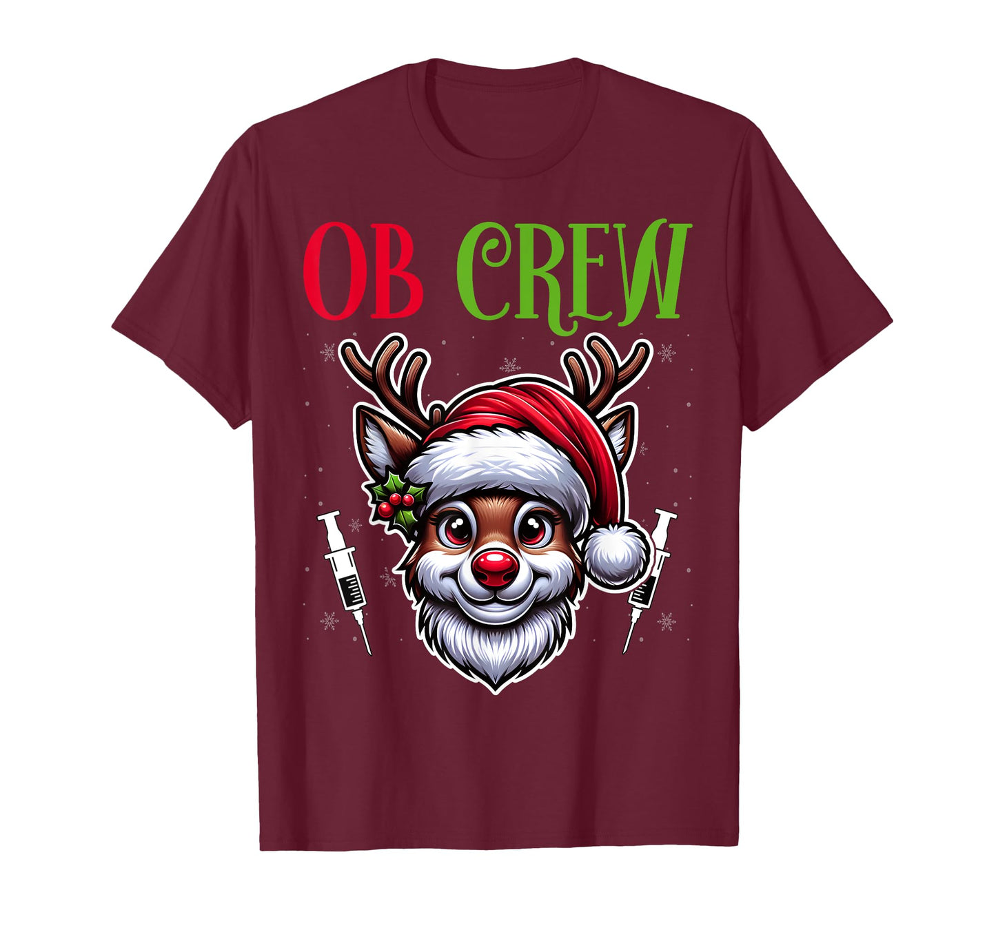OB Crew Obstetrics Nurse Christmas Santa Hat OB Nurse Gifts T-Shirt