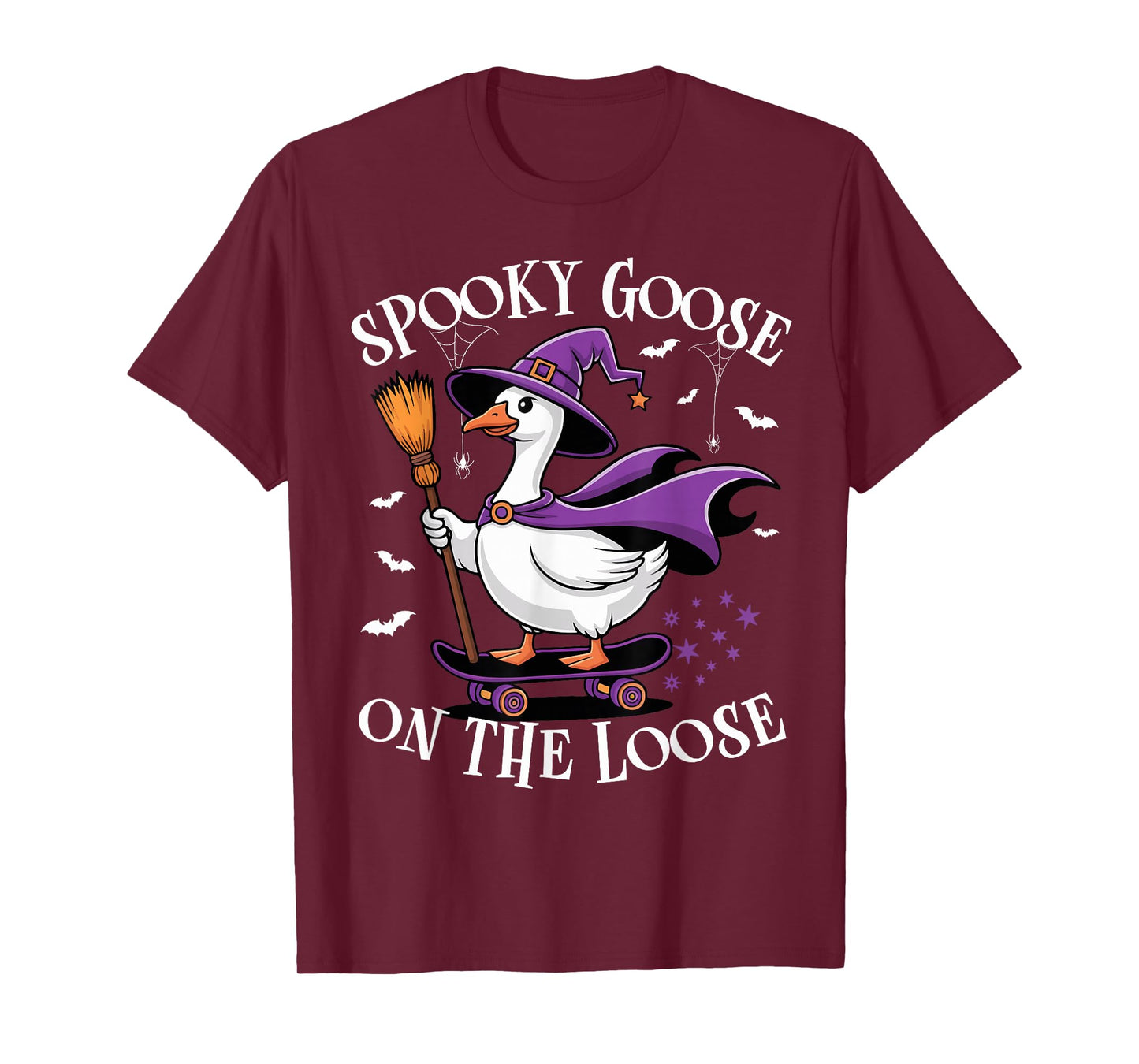 Spooky Goose On The Loose Funny Goose Witch Animal Halloween T-Shirt