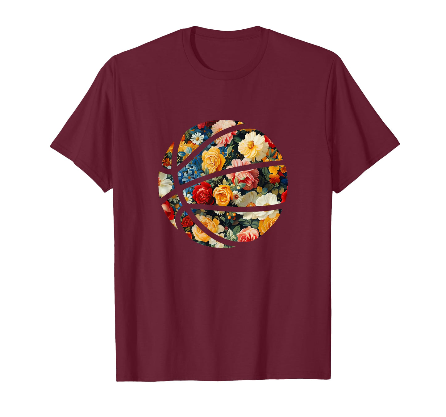Basketball Silhouette Flowers Botanical Floral T-Shirt