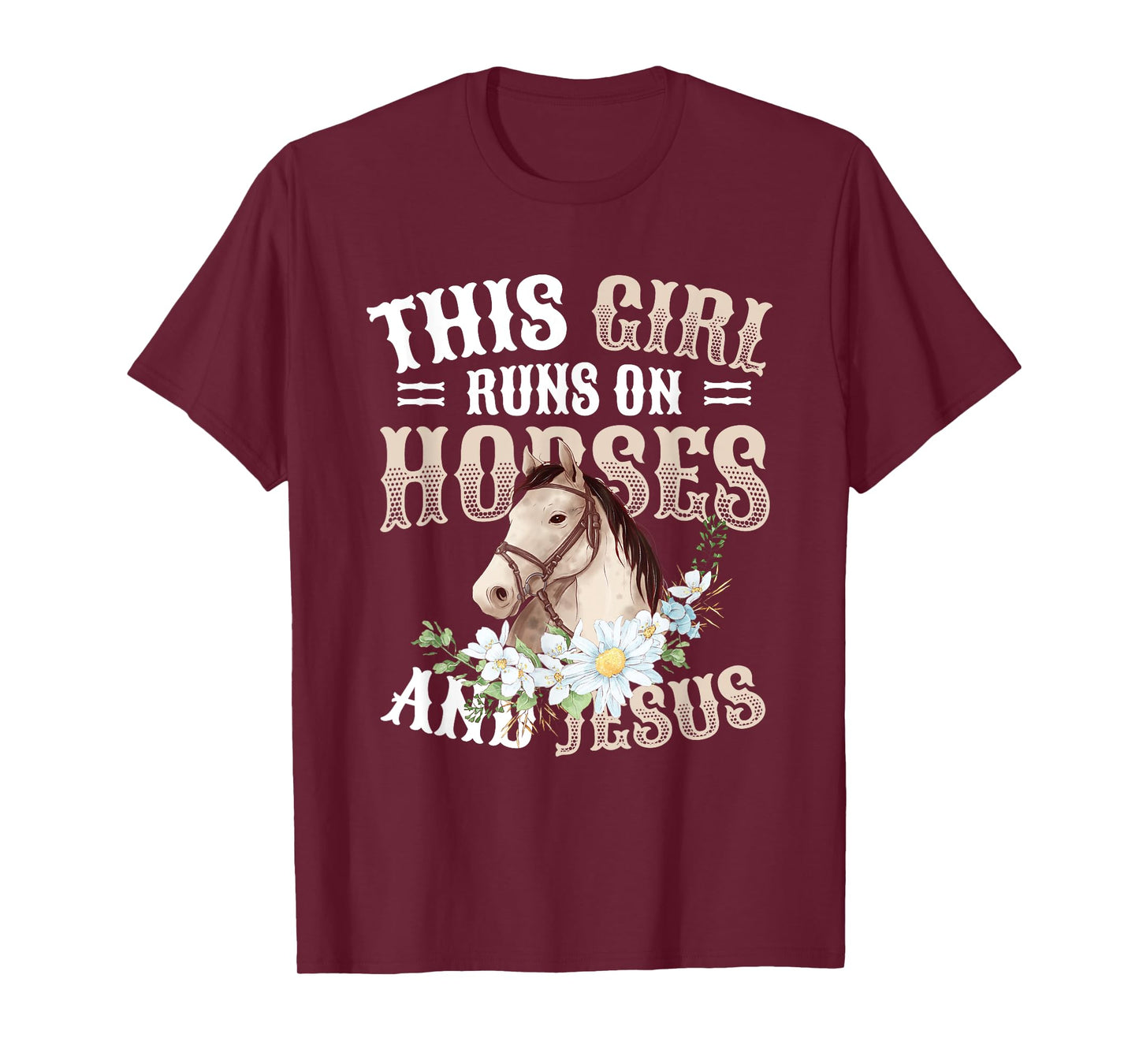 This Girl Runs On Horses And Jesus Girls Horse T-Shirt