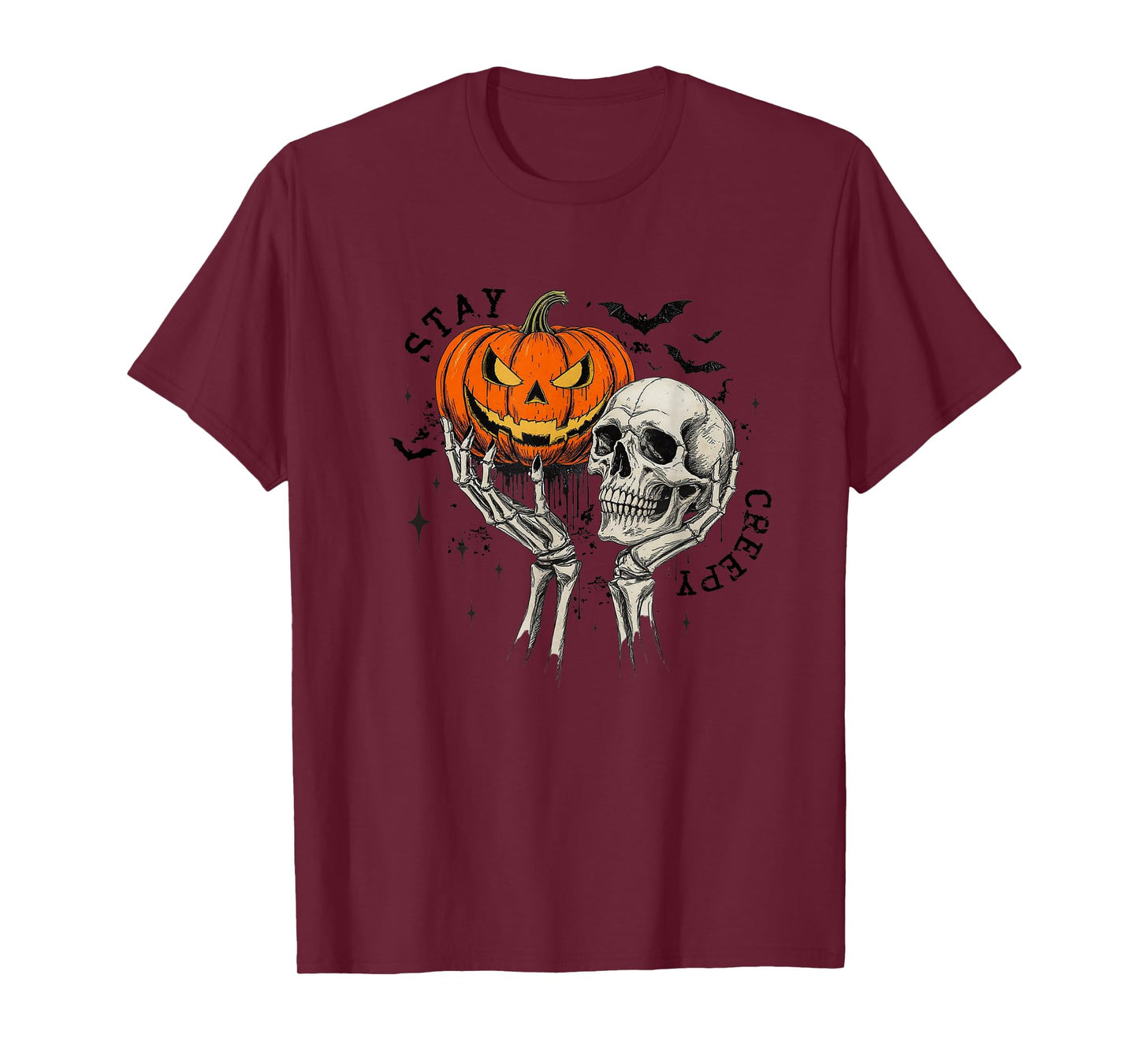 Amazing Spooky Creepy Halloween Pumpkin and Skull T-Shirt