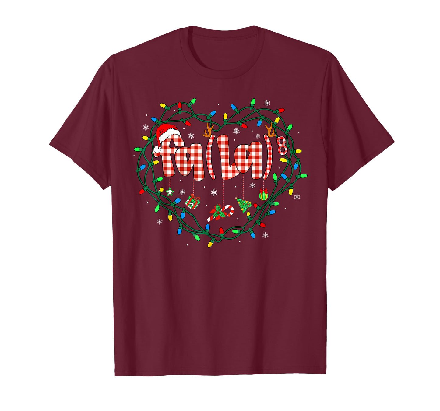 Funny Christmas FA (La) 8 Red Plaid Santa Math Teacher Kid T-Shirt