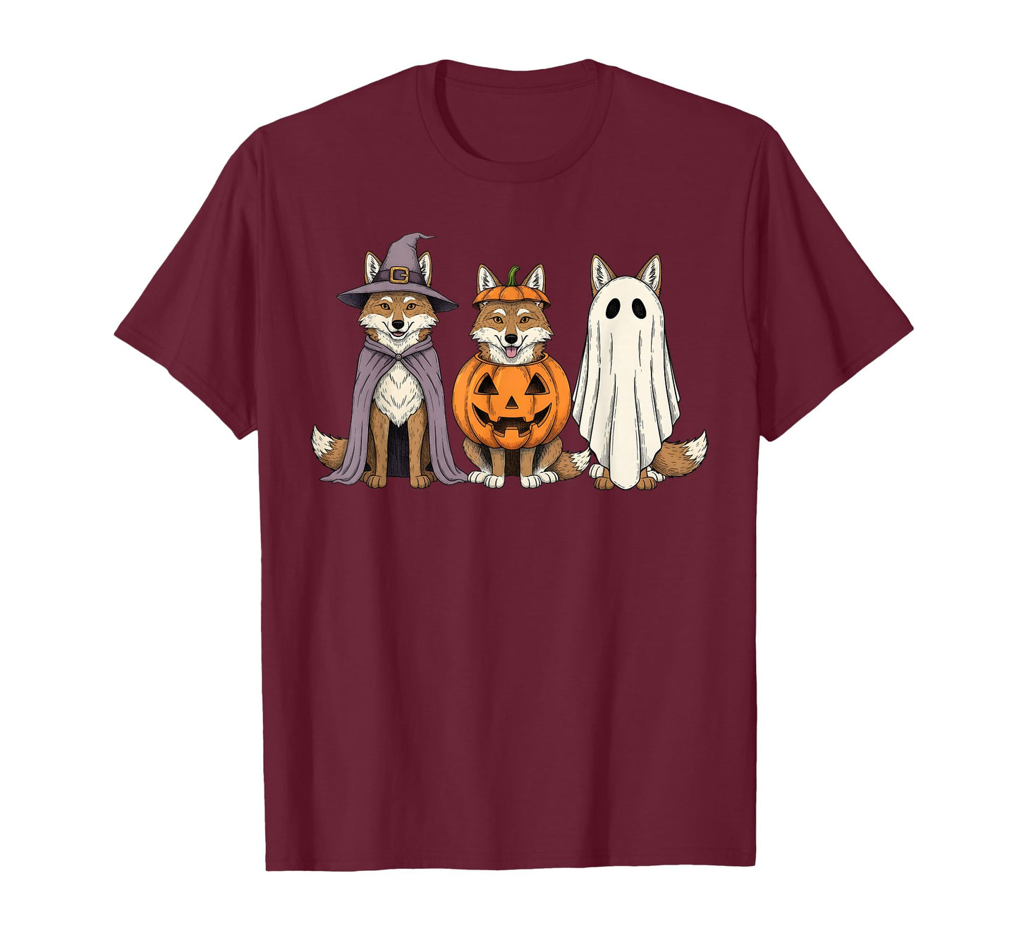 Spooky Ghost Coyote Lover Pumpkin Halloween T-Shirt