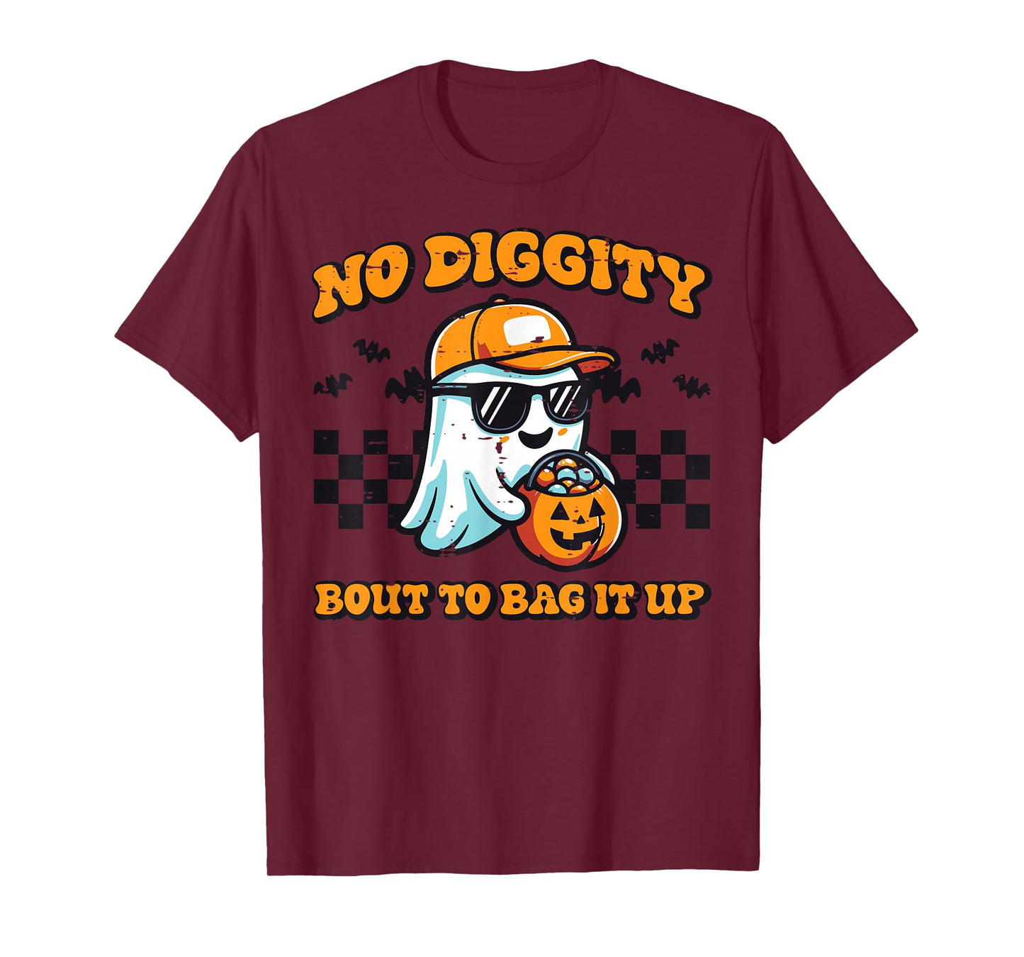 Halloween Ghost No Diggity Retro Costume Boys Kids Men Women T-Shirt
