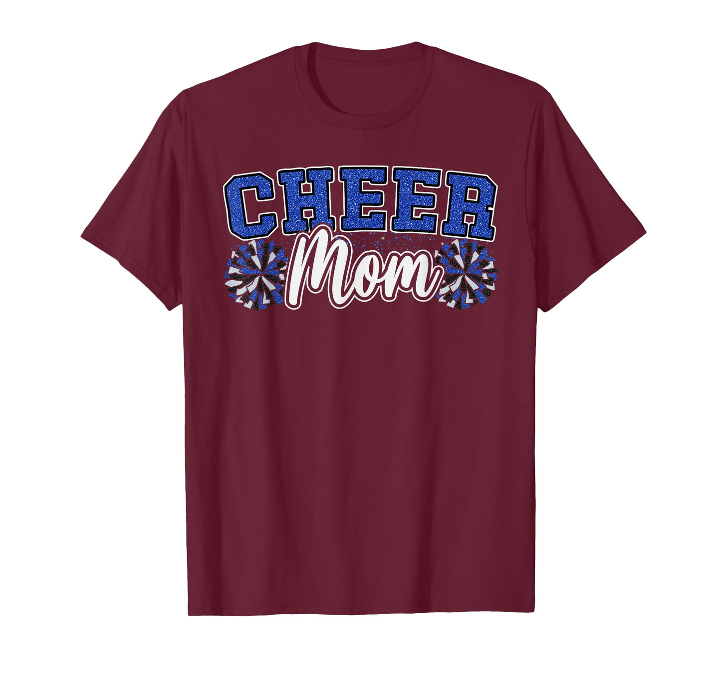 Funny Loud Proud Cheer Mom Mama Cheerleading Blue Black Pom T-Shirt