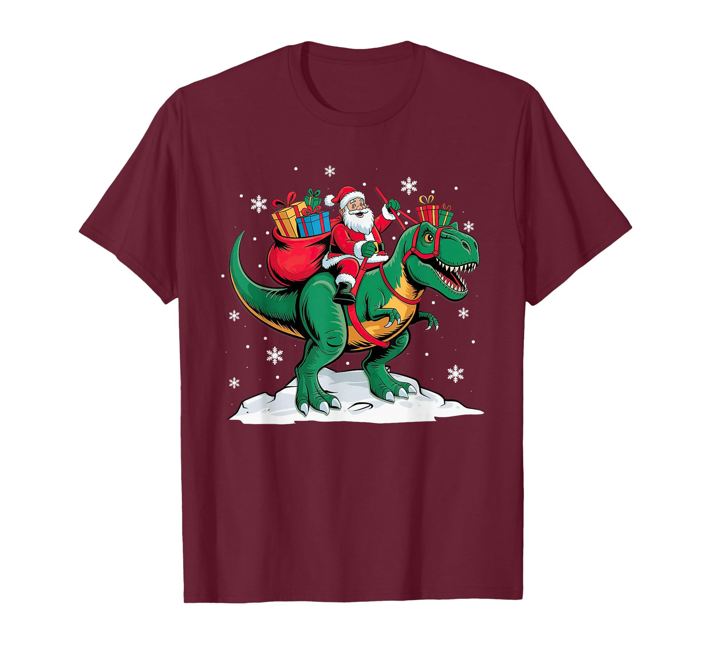 Santa Riding Dinosaur T rex Christmas Xmas Men Boys Kids T-Shirt