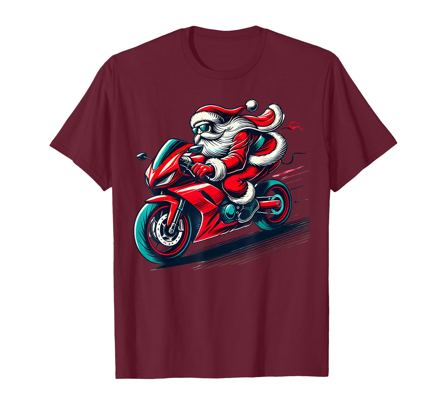 Motorcyclist Santa Riding Motorcycle Biker Christmas Graphic T-Shirt