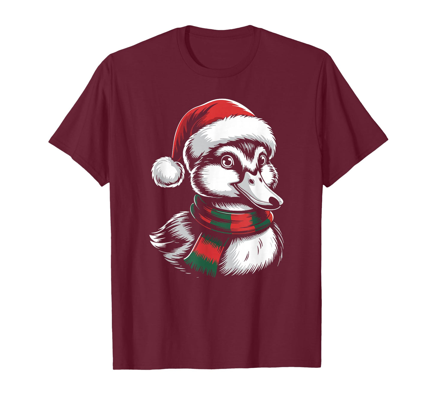 Duck Xmas Santa Hat Scarf Christmas Costume T-Shirt