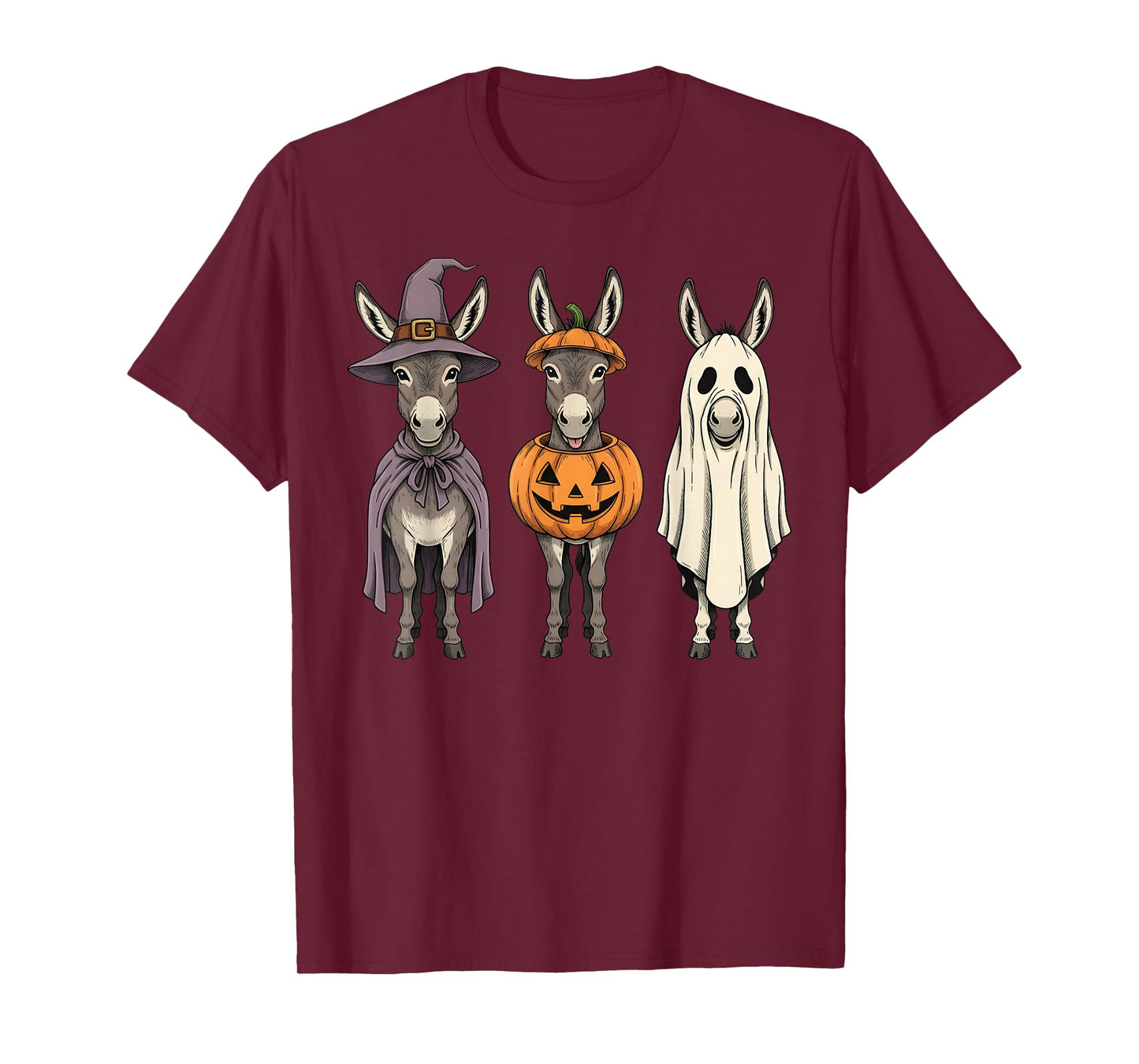 Spooky Ghost Donkey Pumpkin Halloween Farm Animal T-Shirt