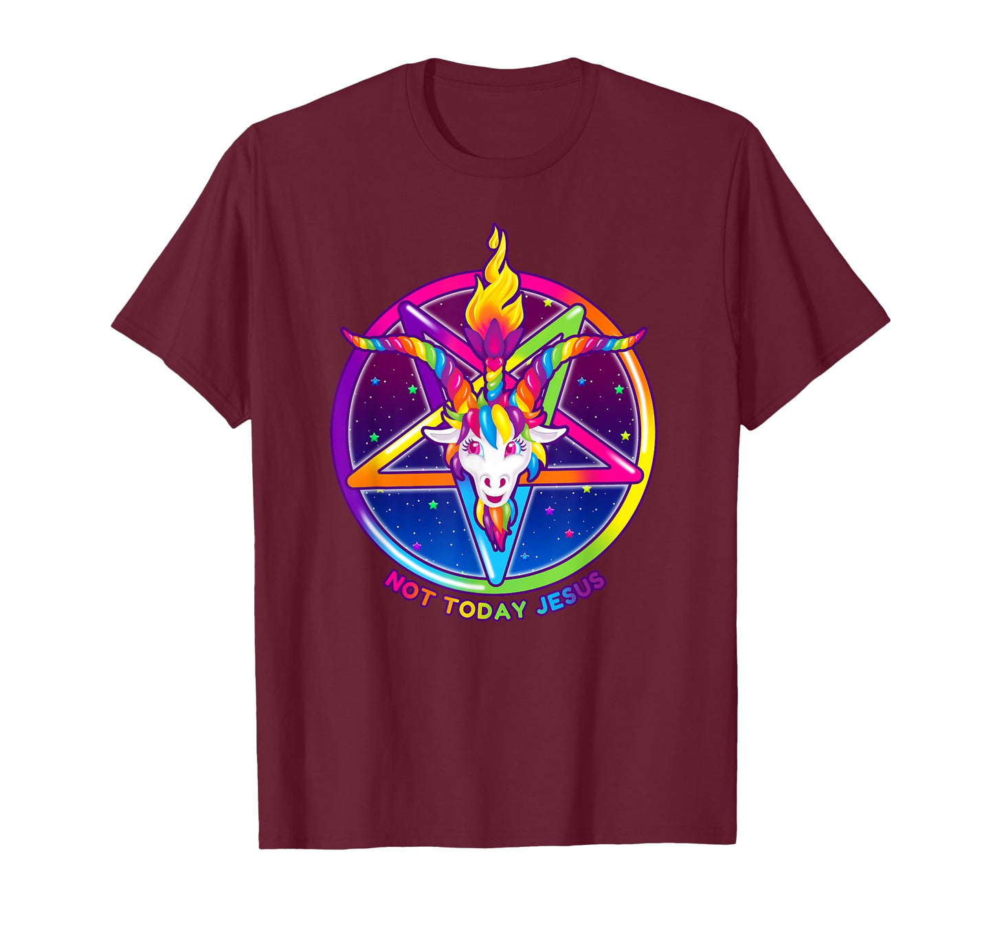 Not Today Jesus Rainbow Baphomet Pentagram Sigil Satanic T-Shirt