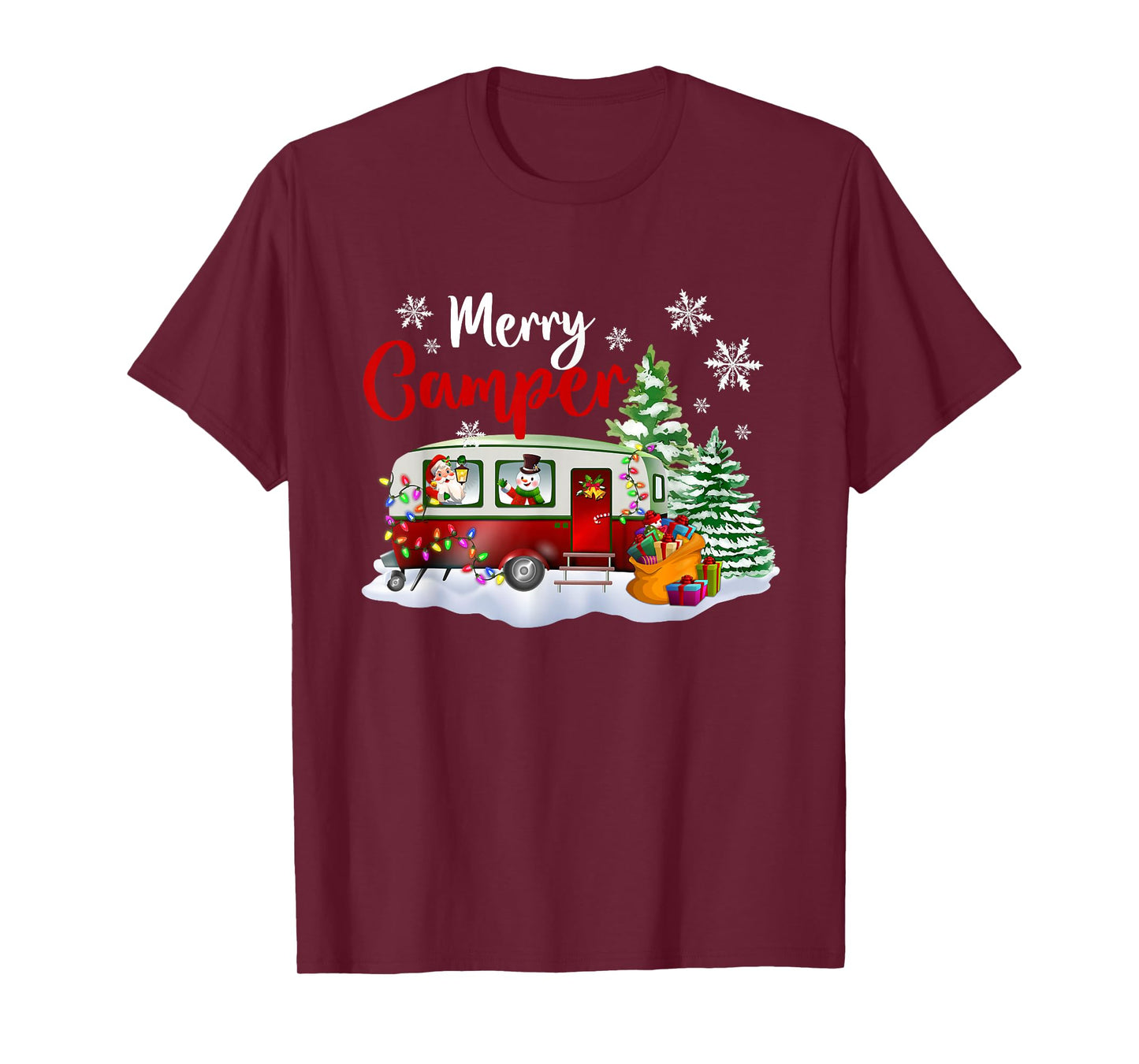 Merry Camper Christmas Santa Camper Xmas Tree Men Women T-Shirt
