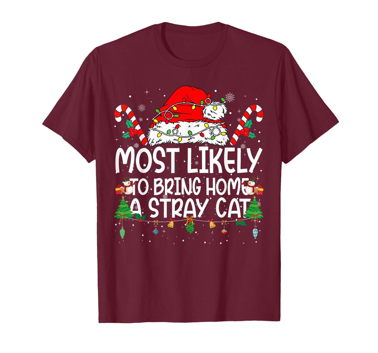 Family Matching Xmas Most Likely to Bring Home A Stray Cat T-Shirt