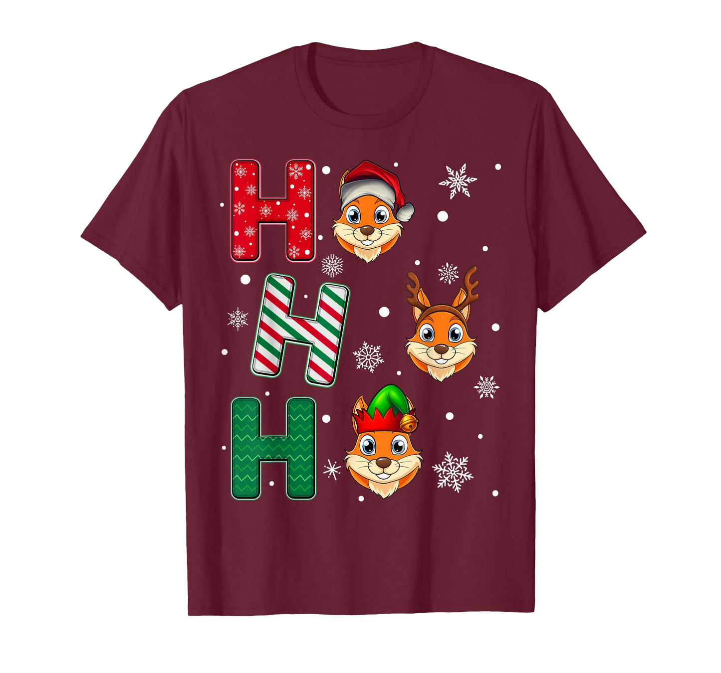 Ho Ho Ho Chipmunk Animal Matching Santa Elf Xmas T-Shirt