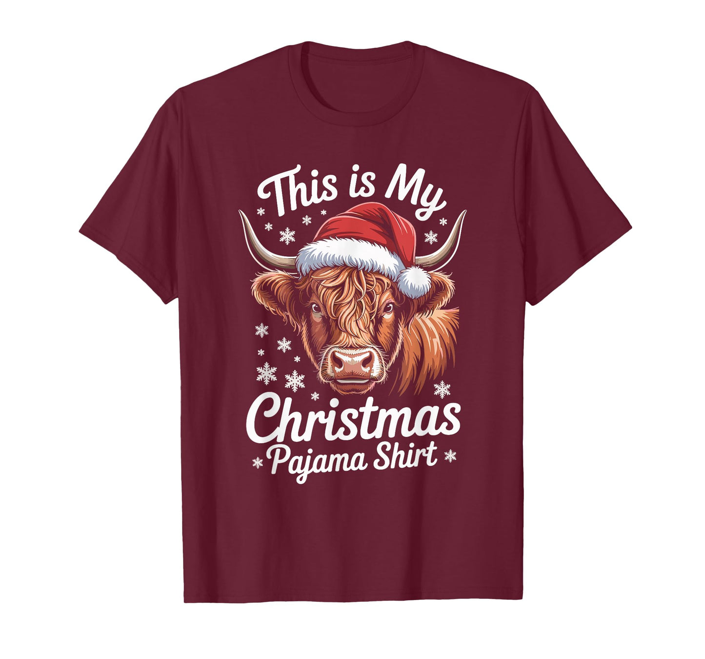 Highland Cow Santa Hat Christmas Highland Cattle Xmas T-Shirt