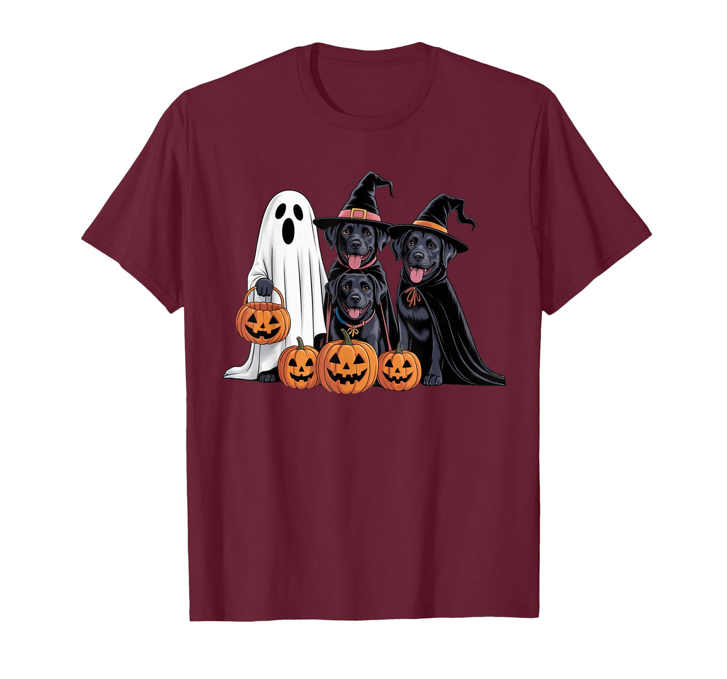 Halloween Dog Black Labrador Lovers Pumpkins Spooky Funny T-Shirt