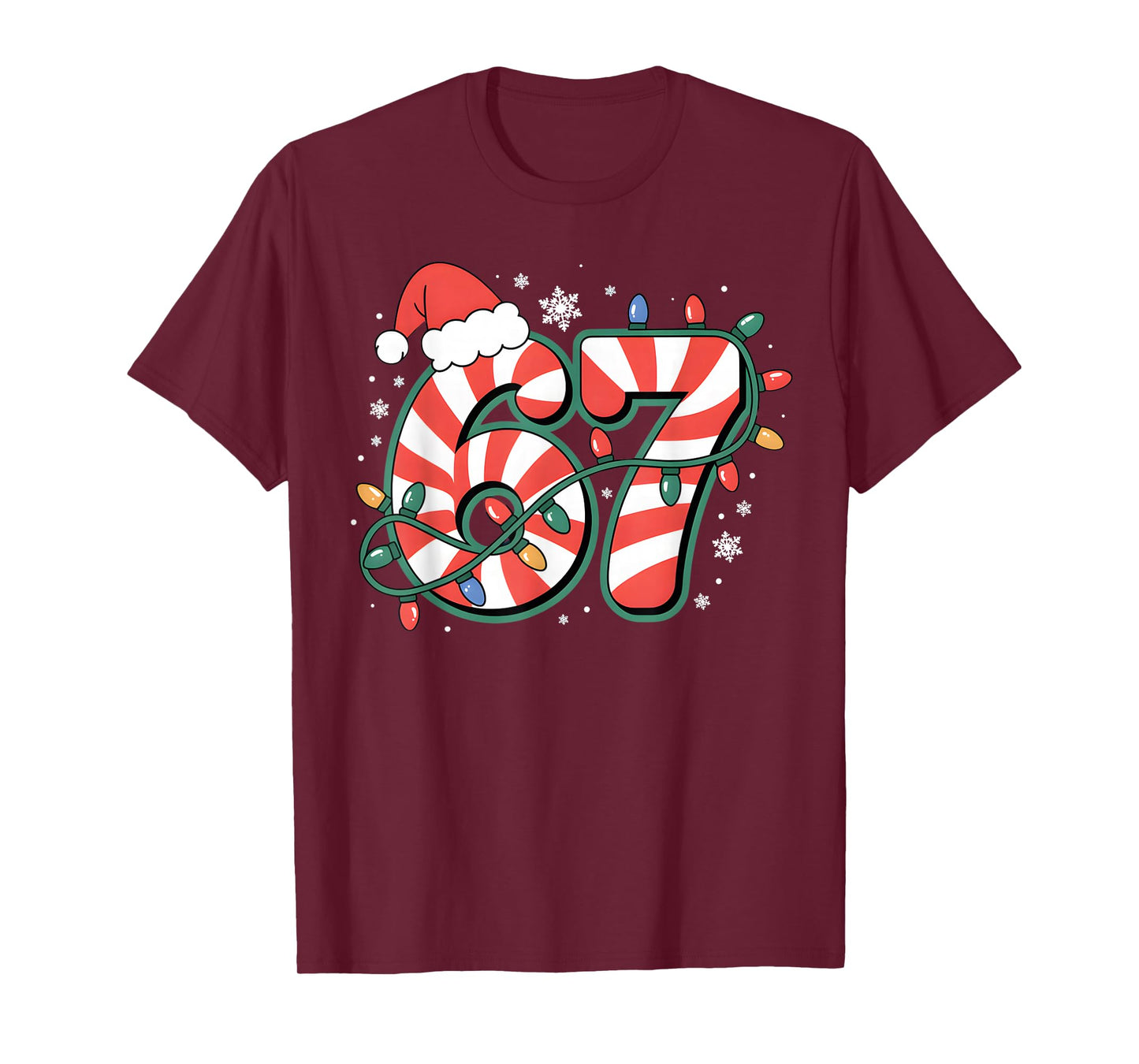67 Six Seven Novelty Christmas Santa Hat Family Matching T-Shirt