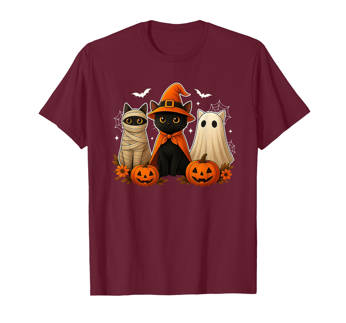 Halloween Black Cat Witch Scary Pumpkin Cute Women Men Kids T-Shirt