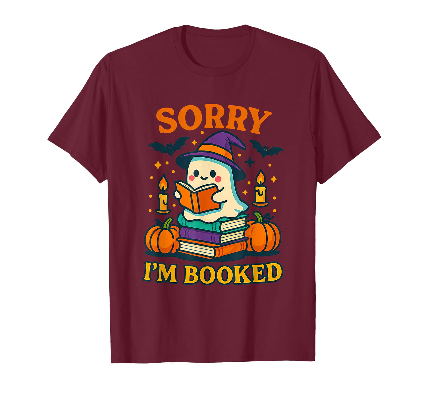 Sorry I’m Booked Cute Ghost Reading Halloween T-Shirt