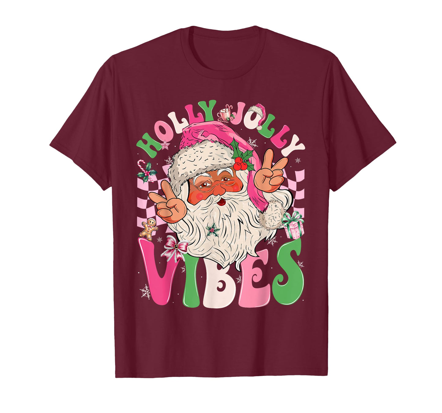Christmas Vibes Holly Christmas Jolly Santa Winter Holiday T-Shirt