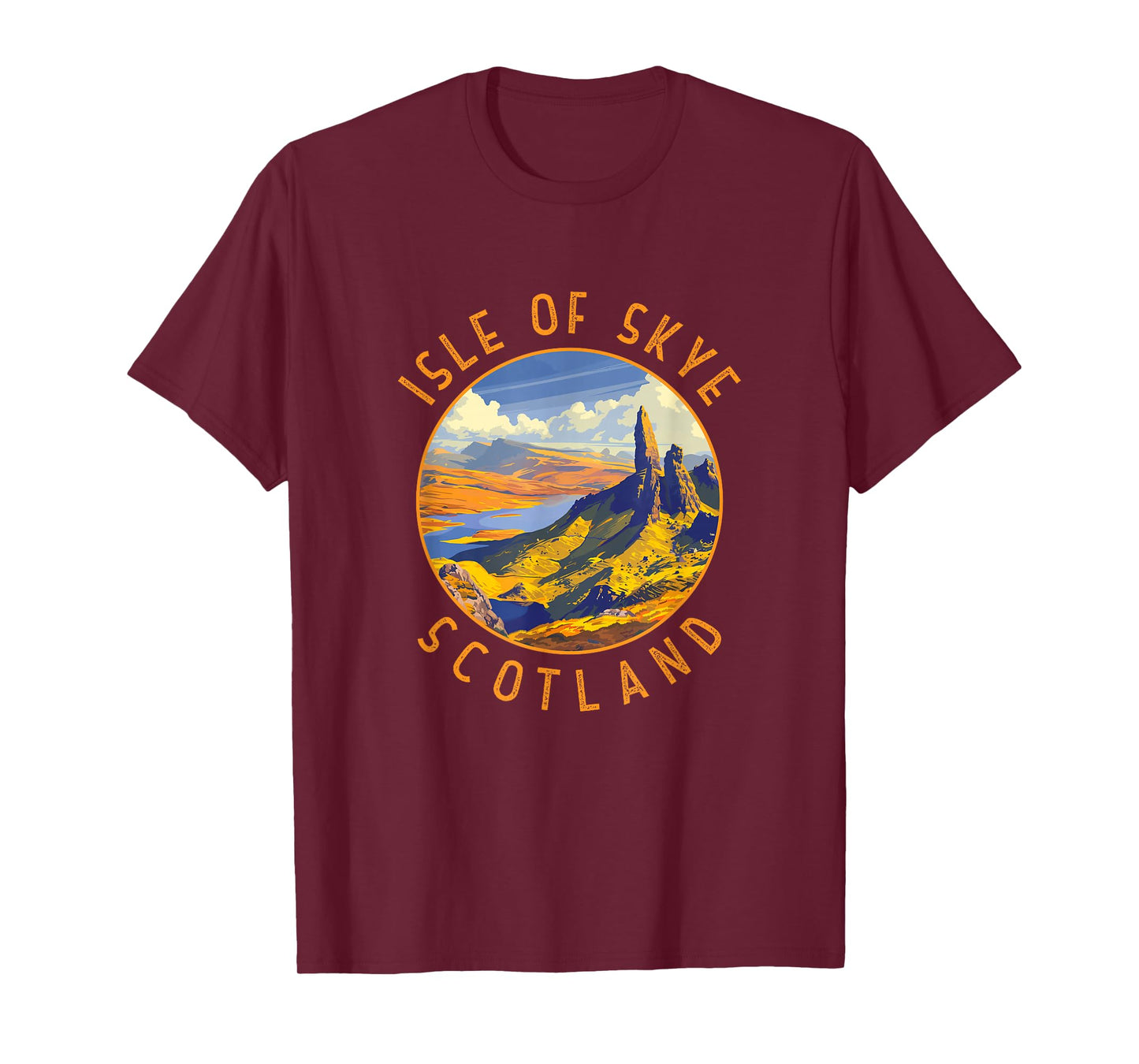 Isle of Skye Scotland Retro Distressed Circle T-Shirt