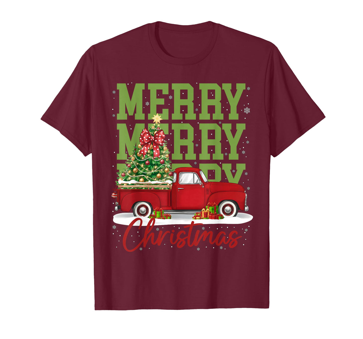 Merry Christmas Red Truck Family Matching Pajama Men Women T-Shirt