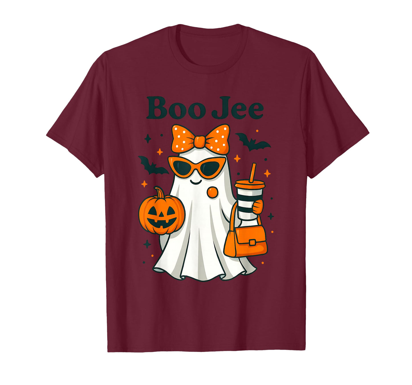 Coquette Leopard Ghost Coffee Boo-JEE Halloween Boujee T-Shirt