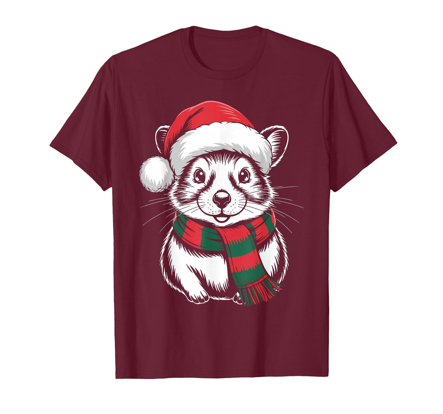 Pika Xmas Santa Hat Scarf Christmas Costume T-Shirt