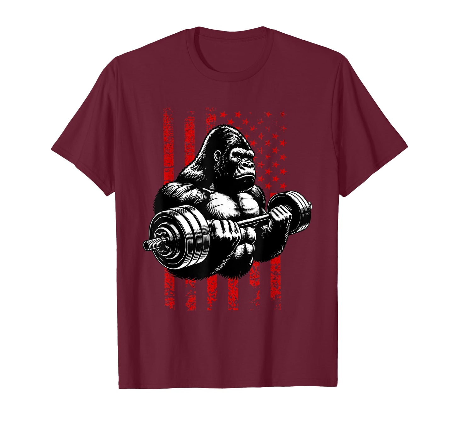 Gorilla lifting Weights | Gym America USA Flag Women Men T-Shirt
