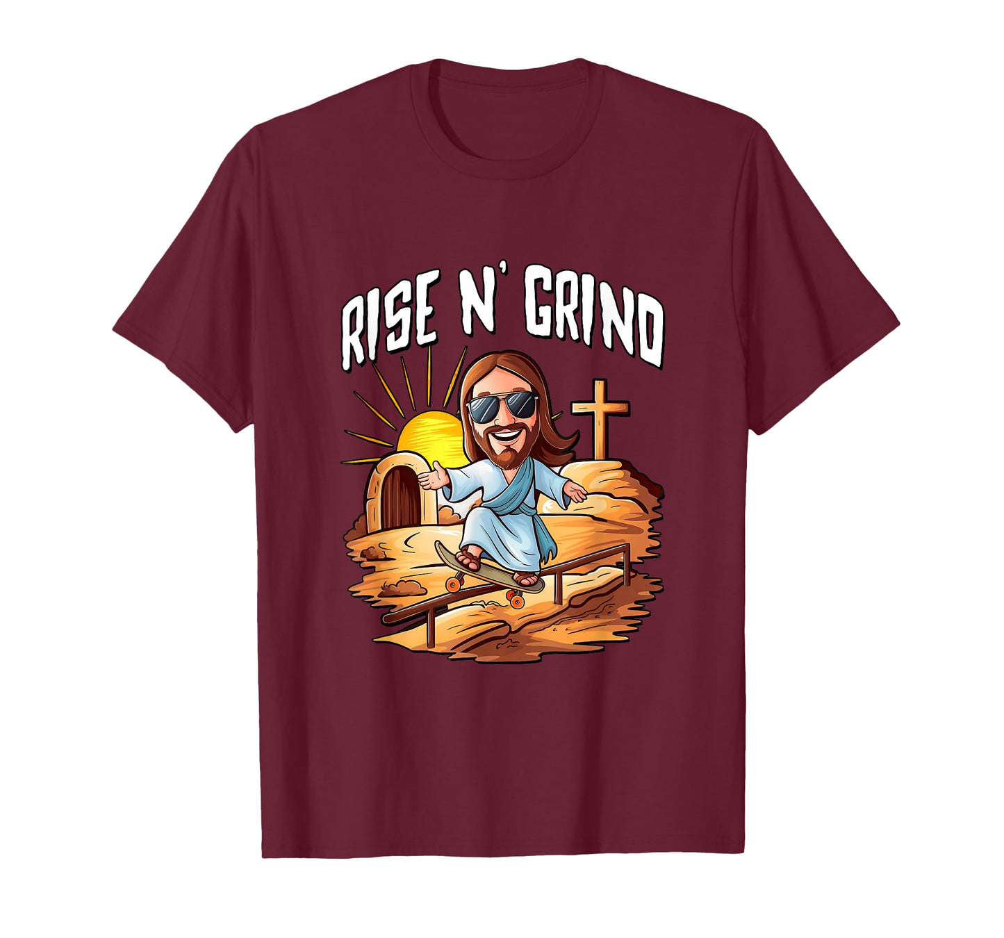 Rise N' Grind - Jesus Riding A Skateboard T-Shirt
